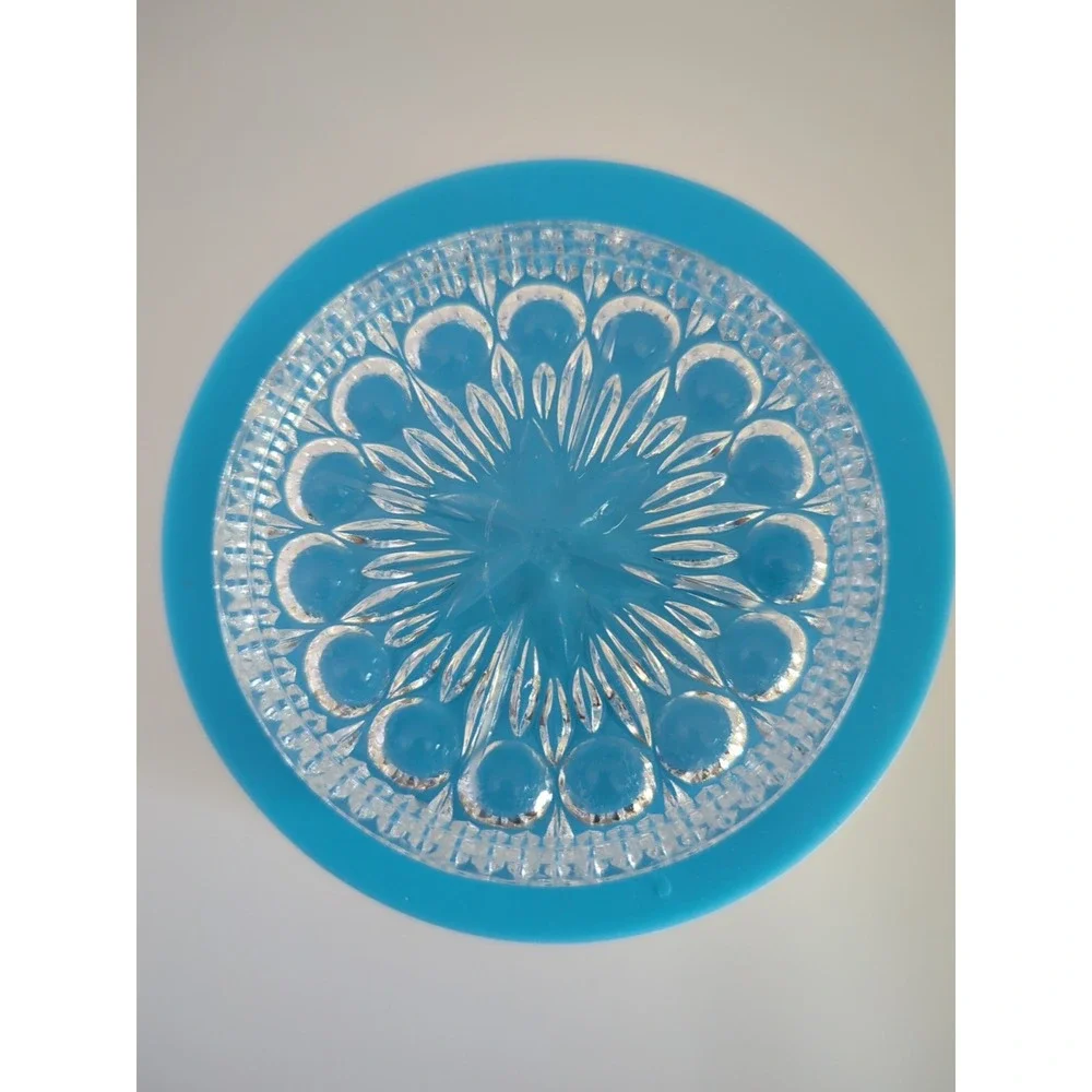 Vintage Pressed Clear Glass Coaster Round Bubble Trinket Dish 3.5 Inch Crystal